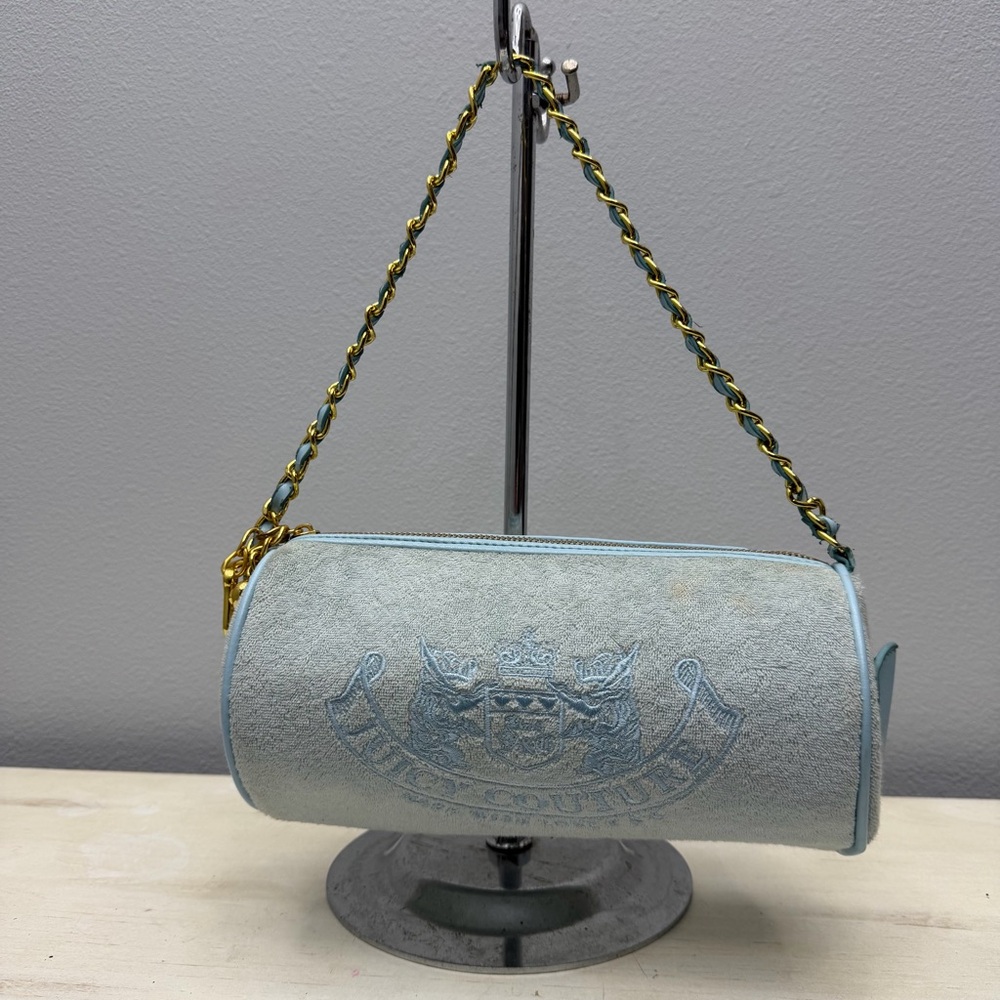 Like Juicy Couture Blue Velvet Y2K Barrel Bag